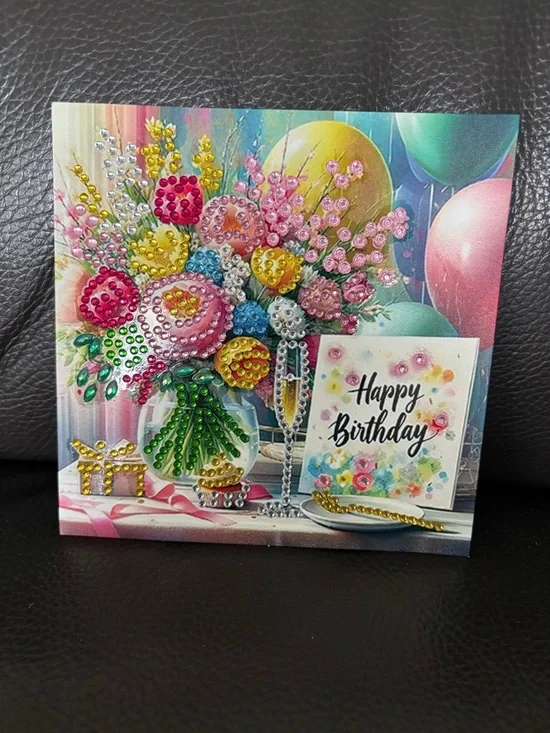 1 Handcrafted Rhinestone Embellished Floral Birthday Card - pick 1 - Picture 6 of 11